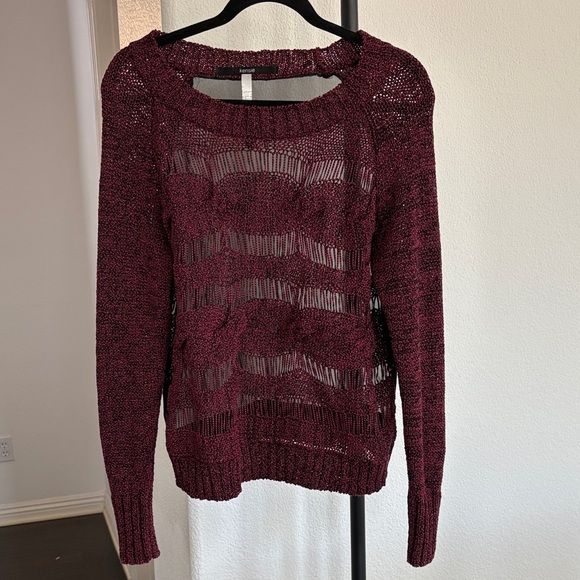 Kensie Crochet Front Sheer Back Sweater Size L - Picture 1 of 5